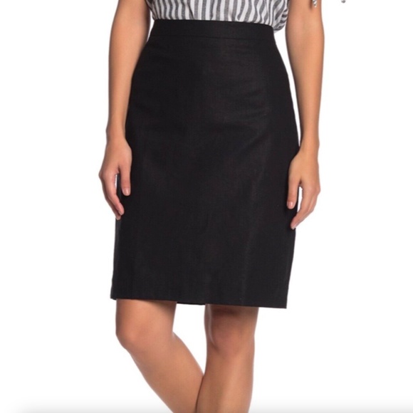 J.Crew Womens Solid Midi Pencil Skirt In Black Size 4 Linen Cotton - Picture 3 of 10